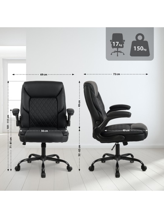 Medfield műbőr irodai szék, fekete