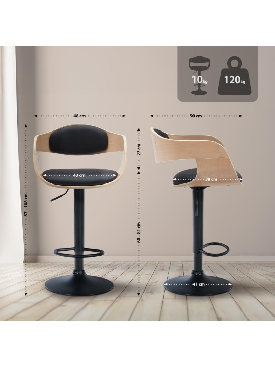 2 db Kingston B műbőr bárszék készlet, natúr/fekete