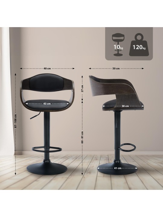 2 db Kingston B műbőr bárszék készlet, fekete/szürke