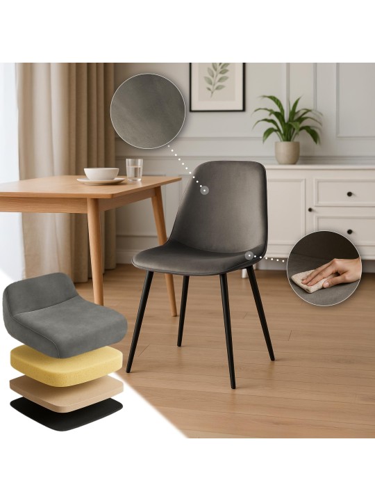 2 db Maryam bársony étkezőszékből álló készlet, antracit