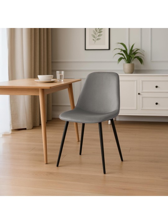 2 db Maryam bársony étkezőszékből álló készlet, világosszürke