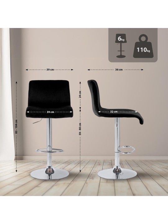 Bárszék Hoover bársony C, fekete