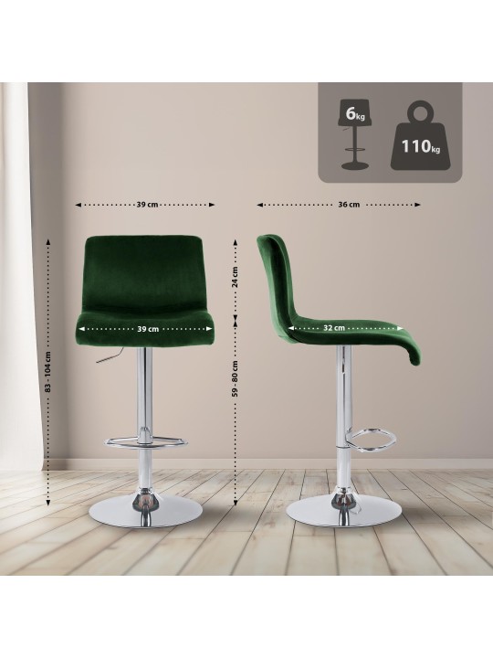 Bárszék Hoover bársony C, zöld