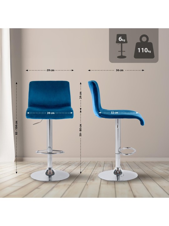 Bárszék Hoover bársony C, kék