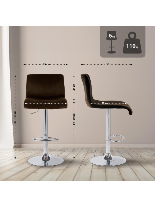 Bárszék Hoover bársony C, barna