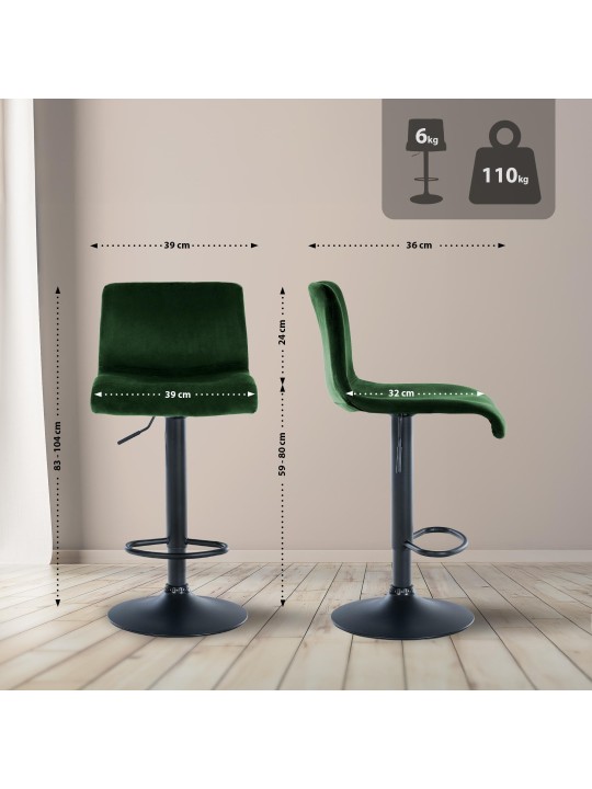 Bárszék Hoover bársony B, zöld