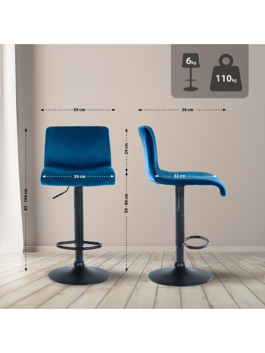 Bárszék Hoover bársony B, kék