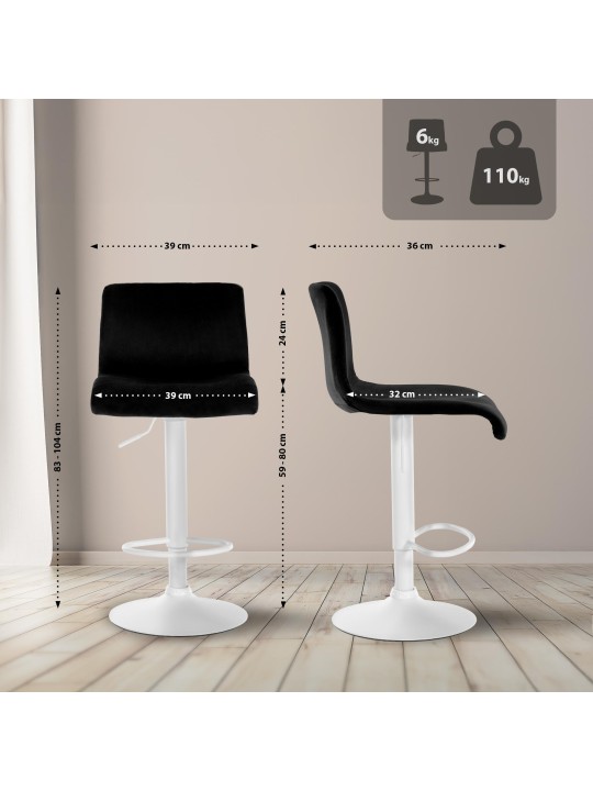 Bárszék Hoover velvet W, fekete