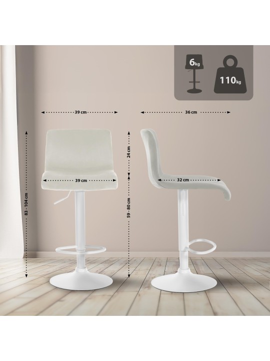 Bárszék Hoover velvet W, krém