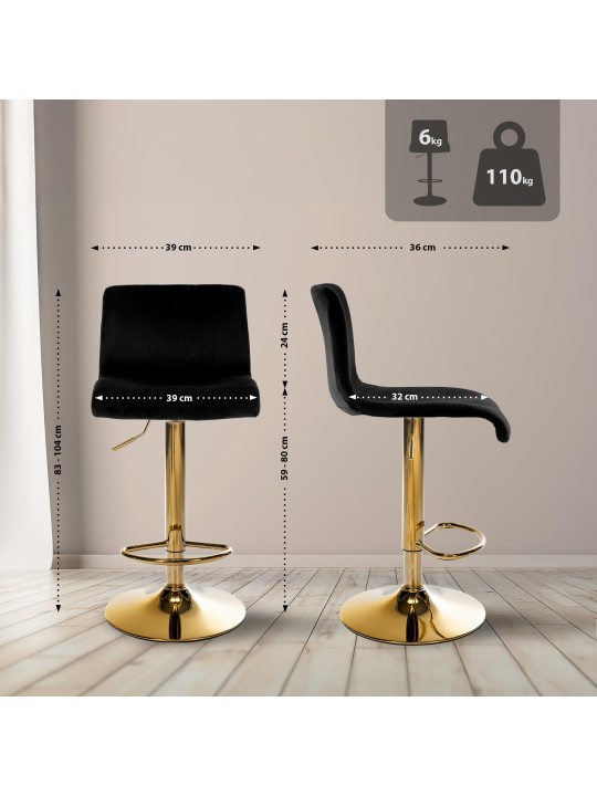 Bárszék Hoover bársony G, fekete