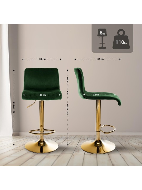 Bárszék Hoover bársony G, zöld