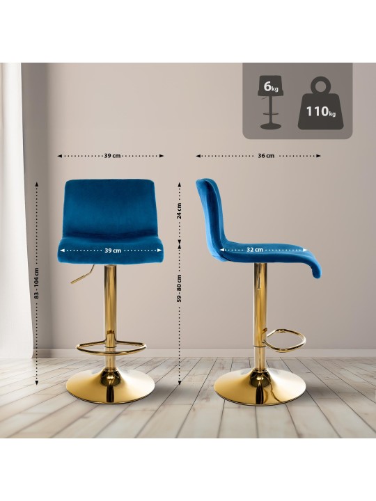 Bárszék Hoover bársony G, kék