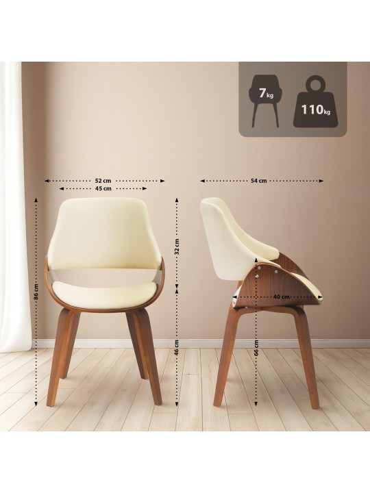 2 db Vangale étkezőszék készlet, dió/krém