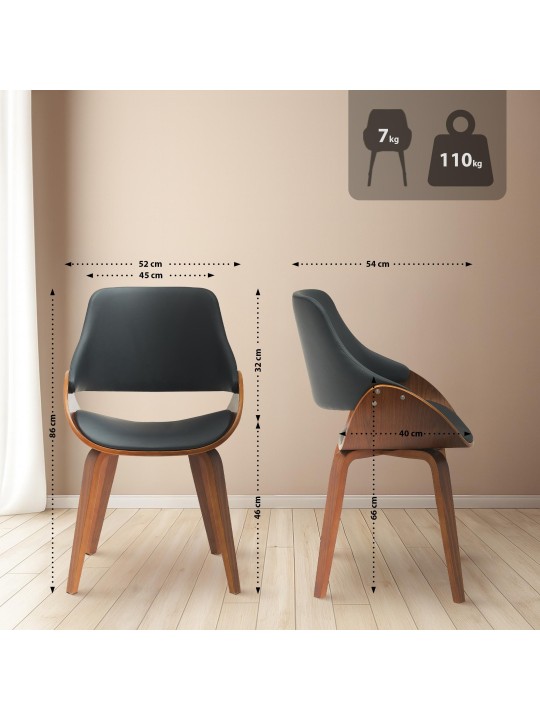 2 db Vangale étkezőszék készlet, dió/fekete