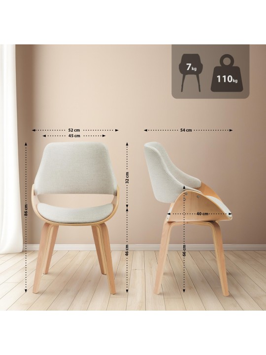 2 db Vangale étkezőszék készlet, natúr/krém