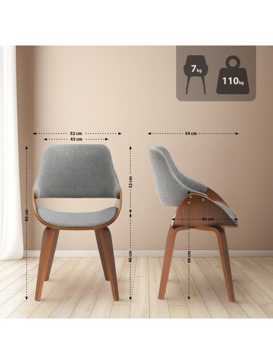 2 db Vangale étkezőszék készlet, dió/sötétszürke