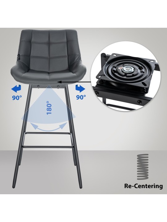 4 darab Weston forgó bárszék műbőr készlet, szürke 4 darab Weston forgó bárszék műbőr készlet, szürke