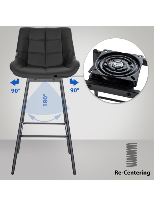 4 darab Weston forgó bárszék műbőr készlet, fekete