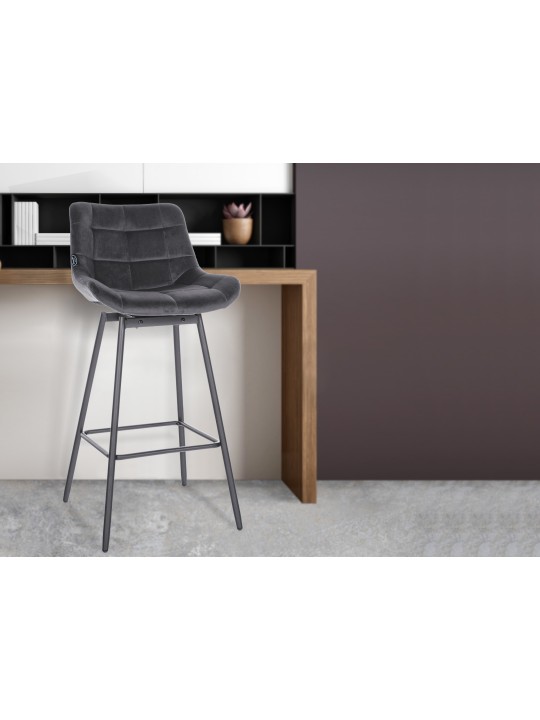 4 darab Weston Swivel Velvet bárszék készlet, sötétszürke