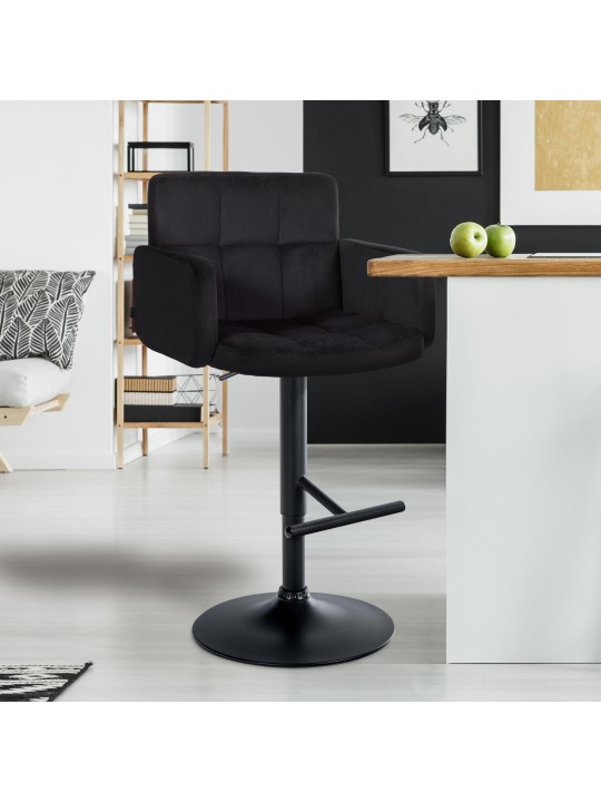 2 db bárszék Los Angeles bársony szett, fekete
