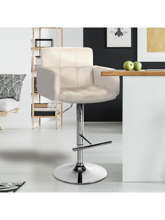 2 db bárszék Los Angeles bársony króm készlet, krém 2 db bárszék Los Angeles bársony króm készlet, krém