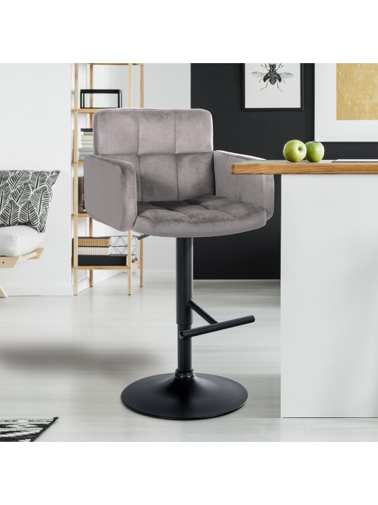 2 db bárszék Los Angeles bársony szett, szürke