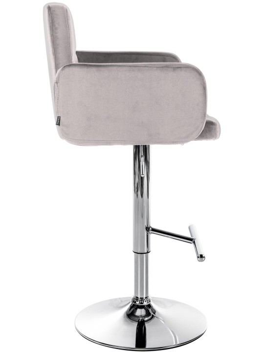 2 db bárszék Los Angeles bársony króm készlet, szürke