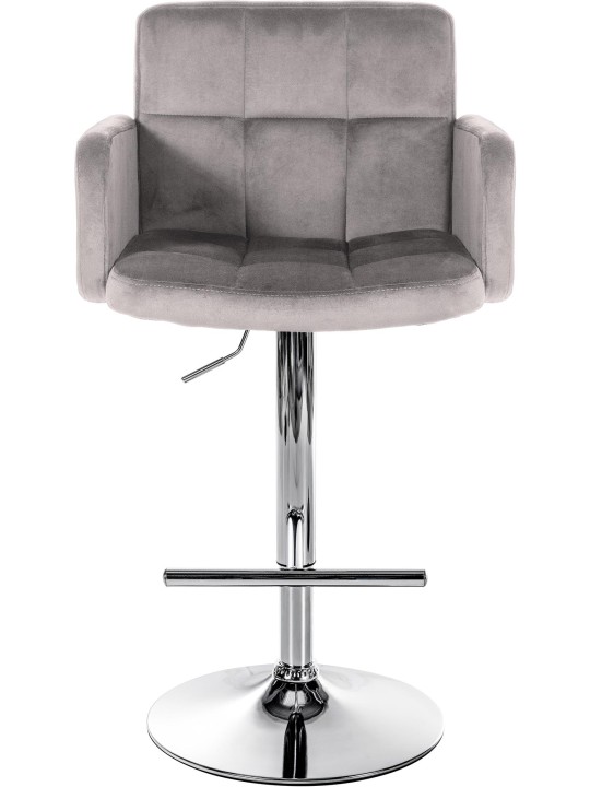 2 db bárszék Los Angeles bársony króm készlet, szürke