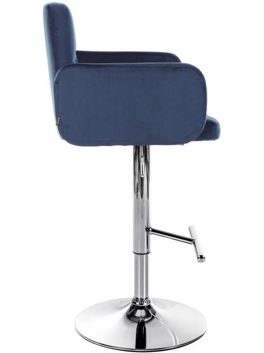 2 db bárszék Los Angeles bársony króm készlet, kék
