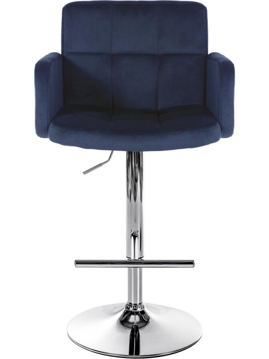 2 db bárszék Los Angeles bársony króm készlet, kék