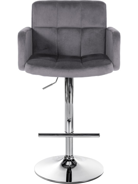 2 db bárszék Los Angeles bársony króm készlet, sötétszürke