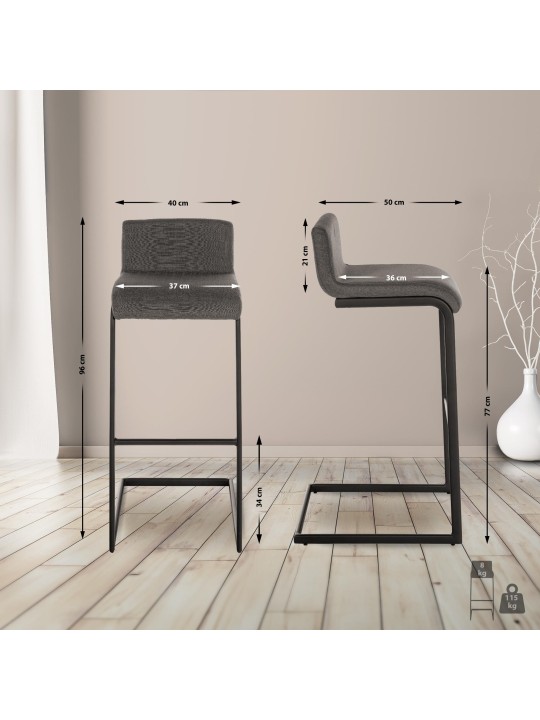 2 darab bárszék szett Newport B szövet, sötétszürke