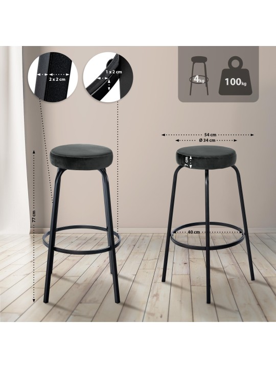 Bárszék Kamari bársony, sötétszürke