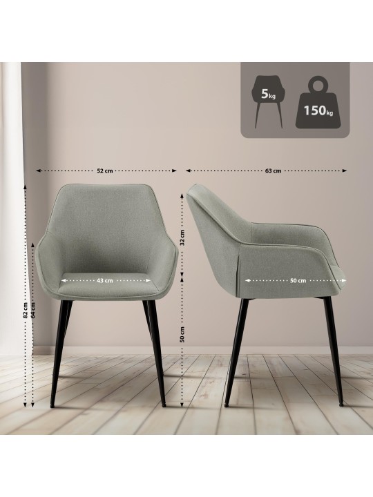 Vessa szövet étkezőszék, világosszürke