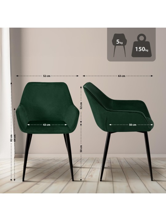 Vessa bársony étkezőszék, zöld Vessa bársony étkezőszék, zöld