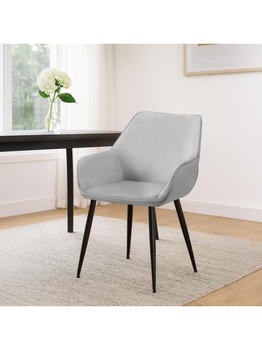 2db Luena bársony étkezőszék szett, világosszürke