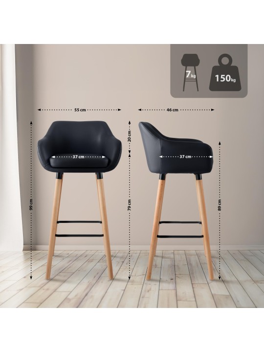 Bárszék Grant műbőr, fekete