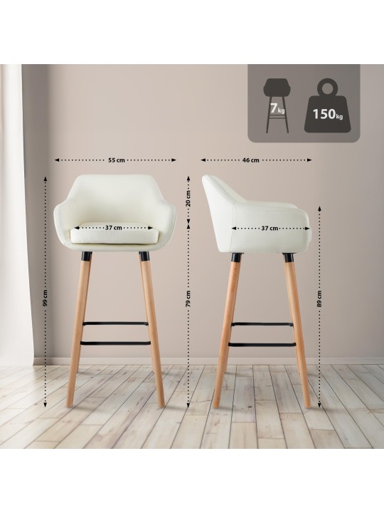 2 db bárszék készlet Grant műbőr, krém 2 db bárszék készlet Grant műbőr, krém