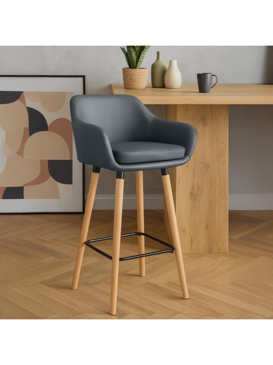 2 db bárszék készlet Grant műbőr, szürke