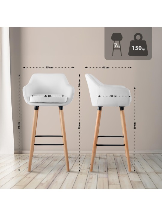 2 db bárszék készlet Grant műbőr, fehér