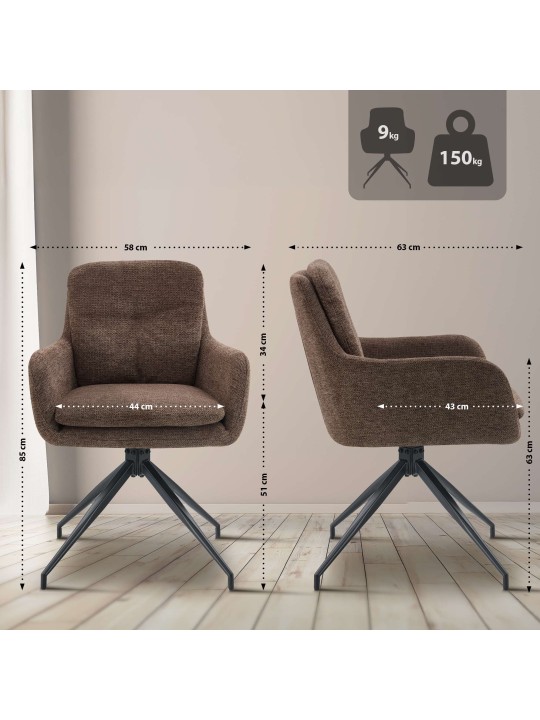 2 db Pickett szövet étkezőszékből álló szett, barna