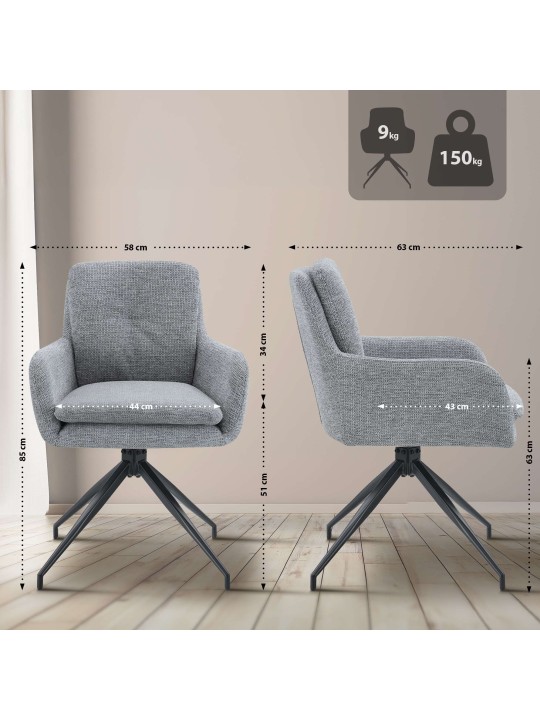 2 db Pickett szövet étkezőszékből álló szett, szürke