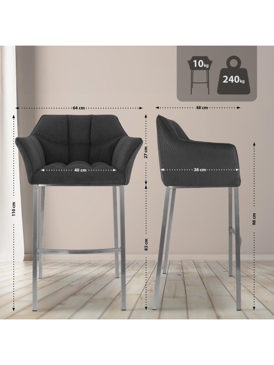 Bárszék Damaso E Cord 4 méteres kerettel, sötétszürke