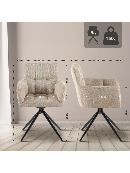 Étkezőszék Jonah szövet, világosbarna