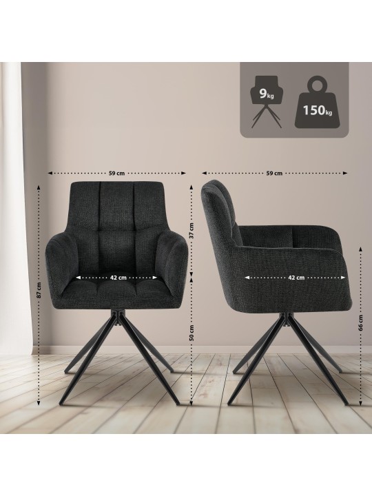 Étkezőszék Jonah szövet, fekete