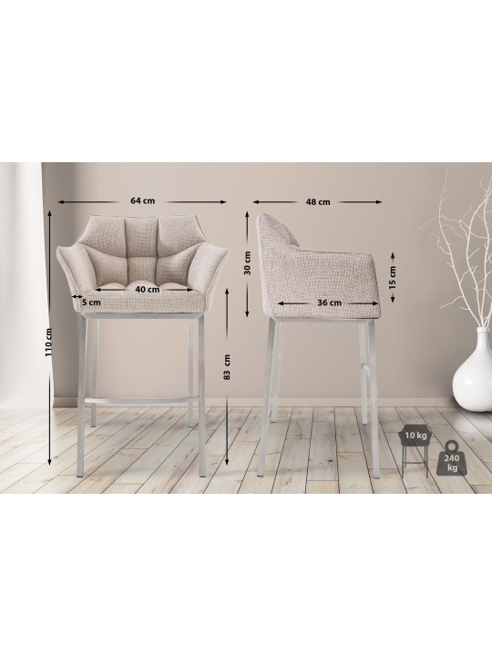 Damaso E szövet bárszék 4 méteres kerettel, elefántcsont