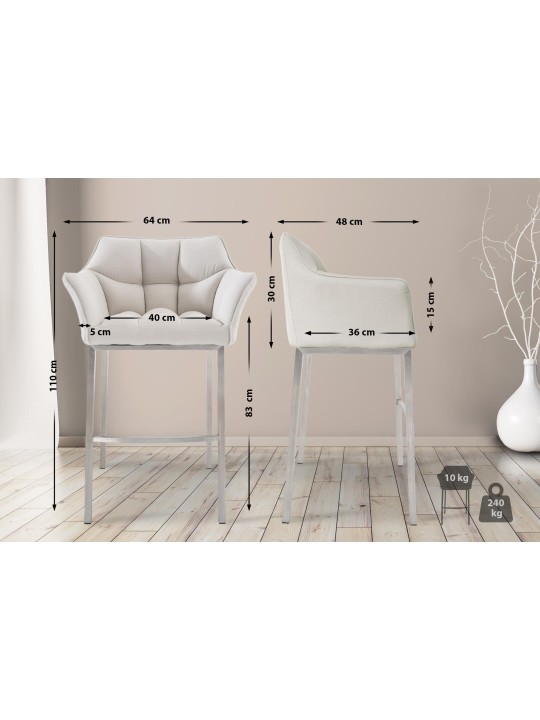 Damaso E szövet bárszék 4 méteres kerettel, fehér Damaso E szövet bárszék 4 méteres kerettel, fehér