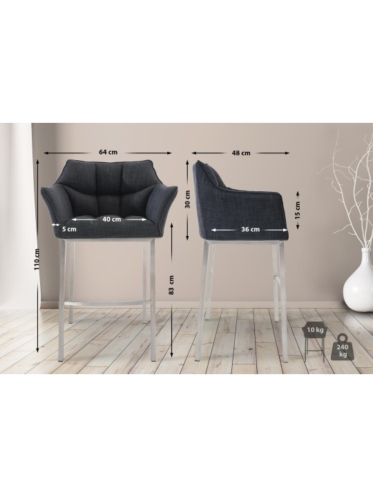 Damaso E szövet bárszék 4 méteres kerettel, sötétszürke