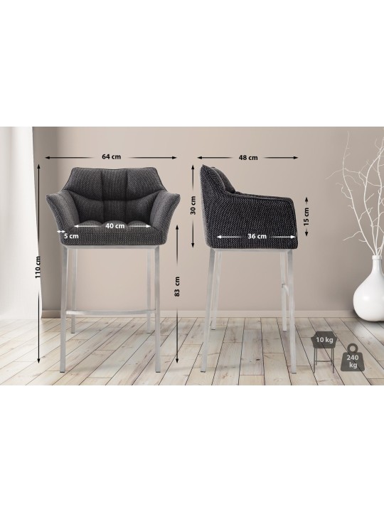 Damaso E szövet bárszék 4 méteres kerettel, titánszürke