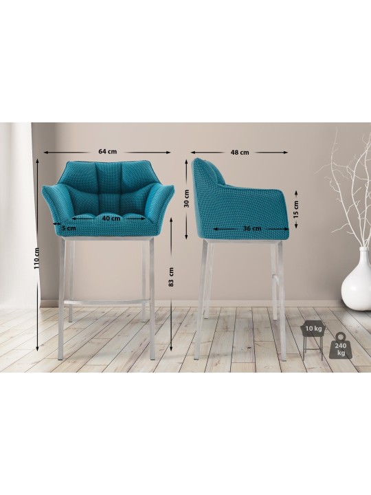 Damaso E szövet bárszék 4 méteres kerettel, türkiz Damaso E szövet bárszék 4 méteres kerettel, türkiz